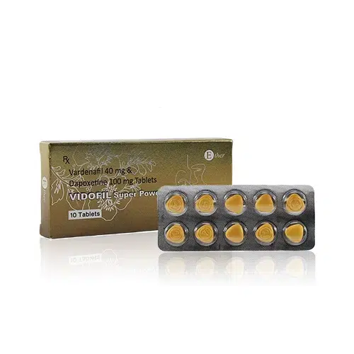 超級雙效樂威壯金鑽|VIDOFIL Super Power 原廠盒裝+錠劑圖 VIDOFIL Super Power 超級雙效樂威壯金鑽140mg 藥盒與藥錠實拍圖
